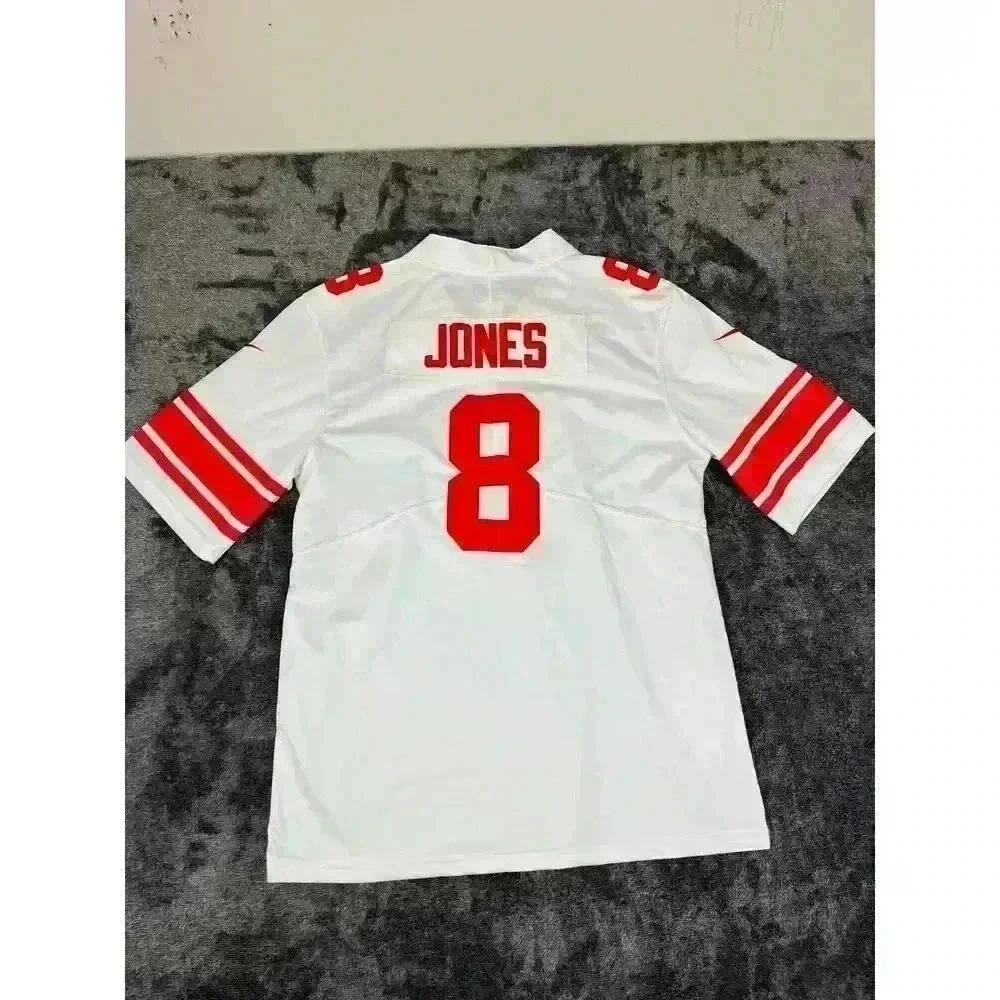 Nike New York Giants NFL #8 Daniel Jones On Field Men's L White Red Football